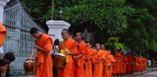 Monjes al amanecer, Luang Prabang