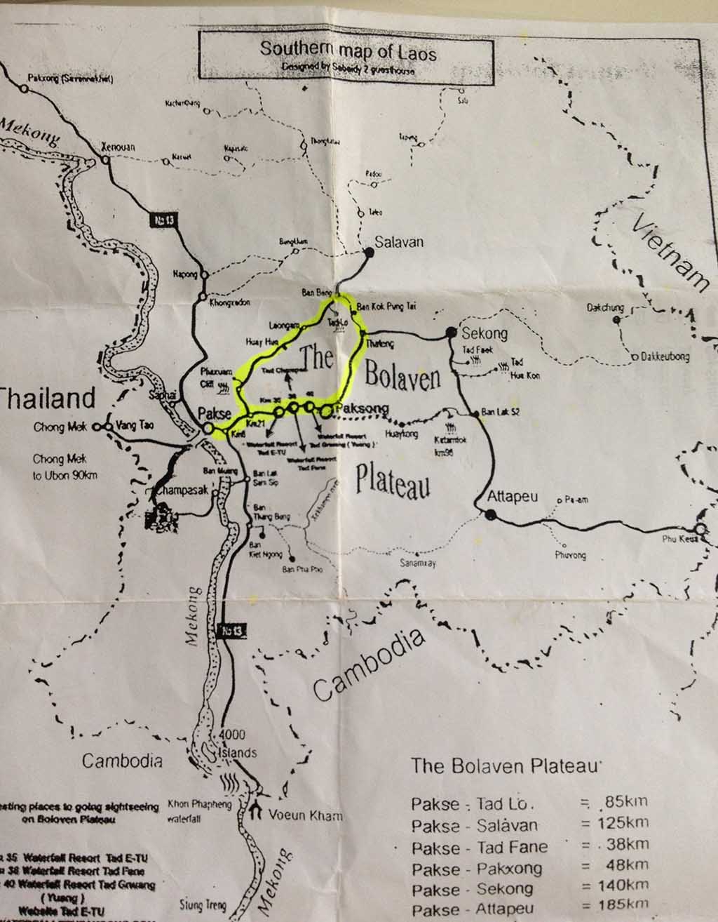 Mapa del recorrido que hicimos en moto.