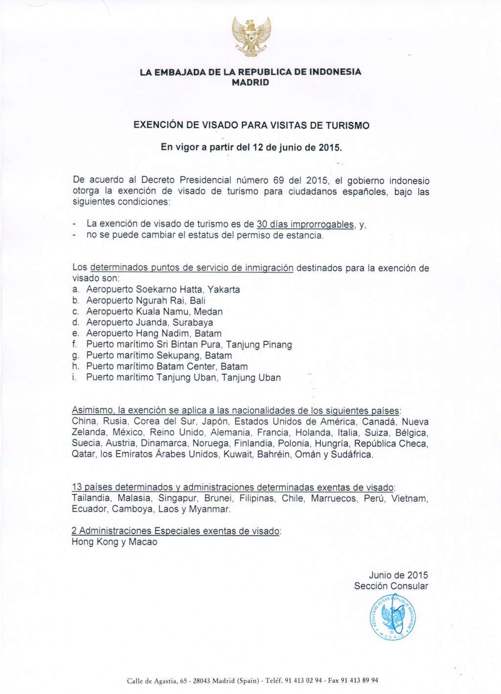 Exencion-de-Visado Indonesia